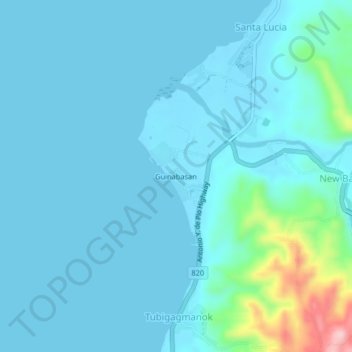 Topografische Karte Guinabasan, Höhe, Relief