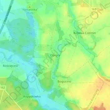 Topografische Karte Obroty, Höhe, Relief