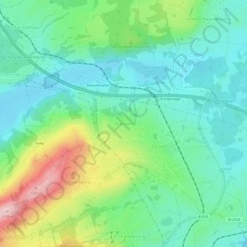 Topografische Karte Kressen, Höhe, Relief