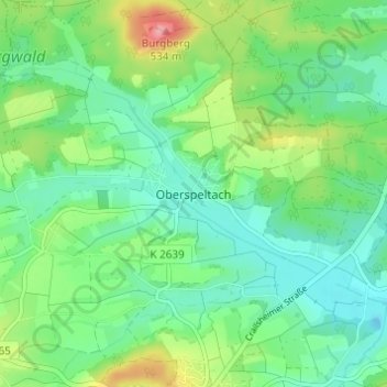 Topografische Karte Oberspeltach, Höhe, Relief