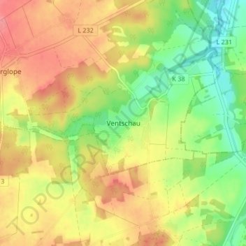 Topografische Karte Ventschau, Höhe, Relief