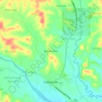 Topografische Karte Ayaman Tacas, Höhe, Relief