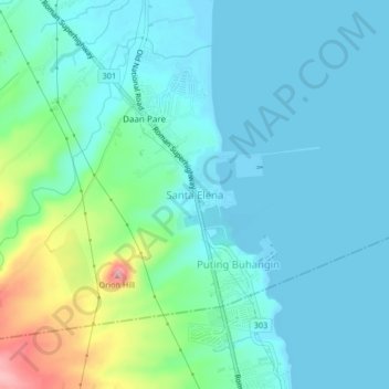 Topografische Karte Santa Elena, Höhe, Relief