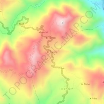 Topografische Karte El Platero, Höhe, Relief