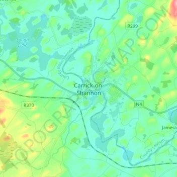 Topografische Karte Carrick-on-Shannon, Höhe, Relief