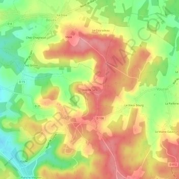 Topografische Karte Jean de Sers, Höhe, Relief