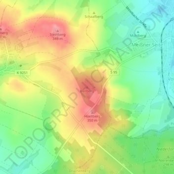 Topografische Karte Eierberg, Höhe, Relief