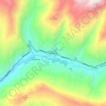 Topografische Karte Keylang, Höhe, Relief