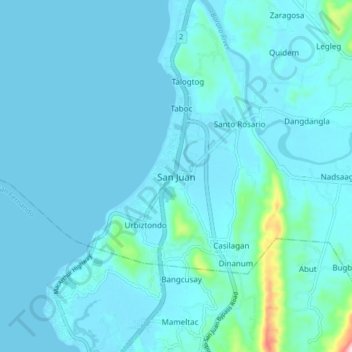 Topografische Karte San Juan, Höhe, Relief