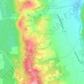 Topografische Karte Mazeroles, Höhe, Relief