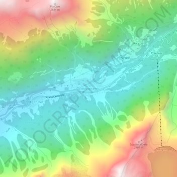 Topografische Karte Vicosoprano, Höhe, Relief