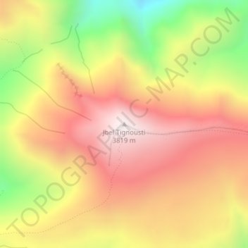 Topografische Karte Jbel Tignousti, Höhe, Relief