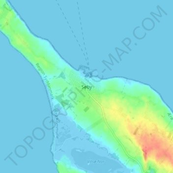 Topografische Karte Søby, Höhe, Relief