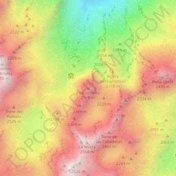 Topografische Karte Pico Urriellu, Höhe, Relief