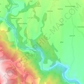 Topografische Karte sakri khas, Höhe, Relief