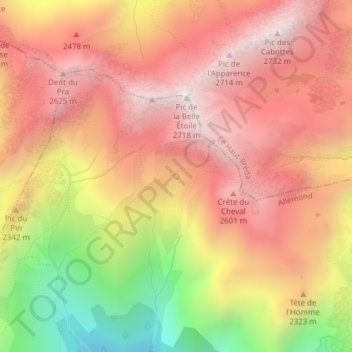 Topografische Karte Source, Höhe, Relief