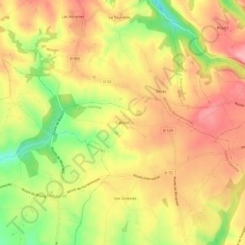 Topografische Karte Calmon, Höhe, Relief