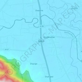 Topografische Karte Ton Sai, Höhe, Relief