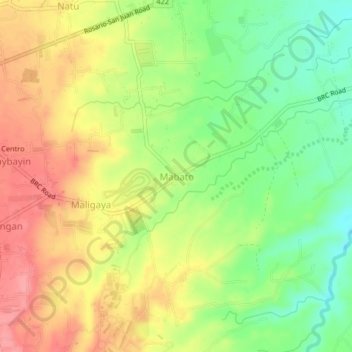 Topografische Karte Mabato, Höhe, Relief