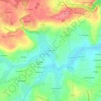 Topografische Karte La Rabourdais, Höhe, Relief