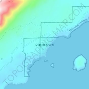 Topografische Karte Salmon Beach, Höhe, Relief