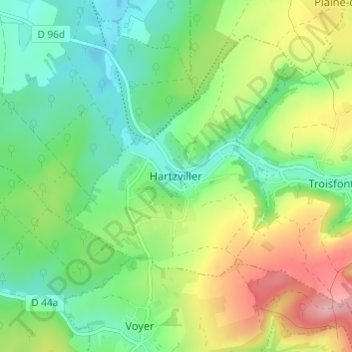 Topografische Karte Hartzviller, Höhe, Relief