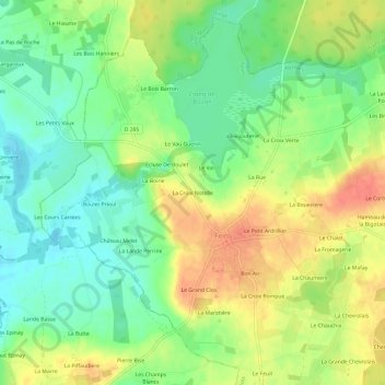 Topografische Karte La Croix Notelle, Höhe, Relief