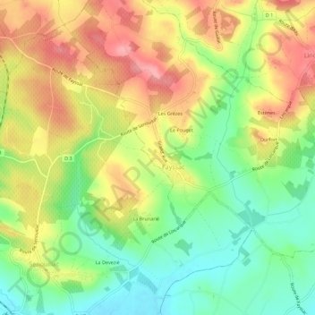Topografische Karte Le Colombier, Höhe, Relief