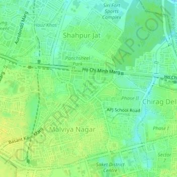 Topografische Karte Sadhna Enclave, Höhe, Relief