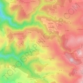 Topografische Karte Mouy Jeune, Höhe, Relief