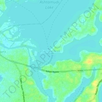 Topografische Karte Sambranikodi, Höhe, Relief