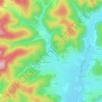 Topografische Karte Valogne, Höhe, Relief