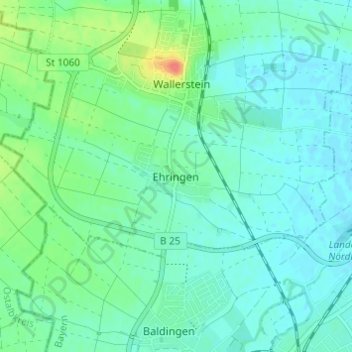 Topografische Karte Ehringen, Höhe, Relief