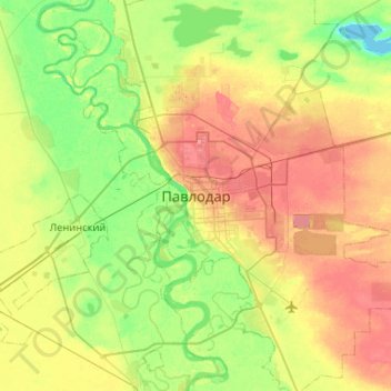 Topografische Karte Pawlodar, Höhe, Relief