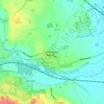 Topografische Karte Uffington, Höhe, Relief