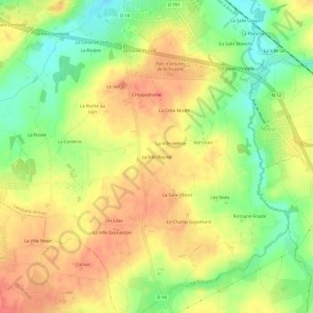 Topografische Karte La Ville Ropitel, Höhe, Relief