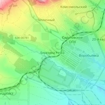 Topografische Karte Березина Речка, Höhe, Relief