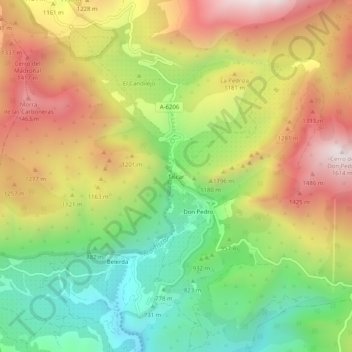 Topografische Karte Tíscar, Höhe, Relief