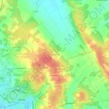 Topografische Karte Chez Pelaud, Höhe, Relief