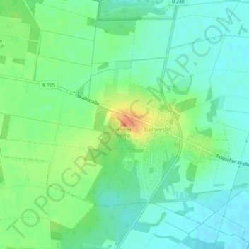 Topografische Karte Hoher Berg, Höhe, Relief