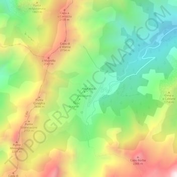 Topografische Karte Haut-Asco, Höhe, Relief