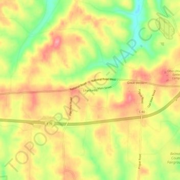 Topografische Karte Lloydsville, Höhe, Relief