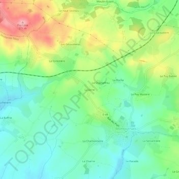 Topografische Karte La Jarrie, Höhe, Relief