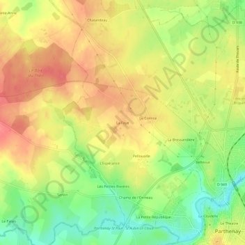 Topografische Karte La Foye, Höhe, Relief