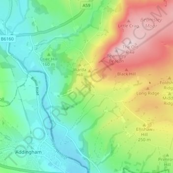 Topografische Karte Langbar, Höhe, Relief