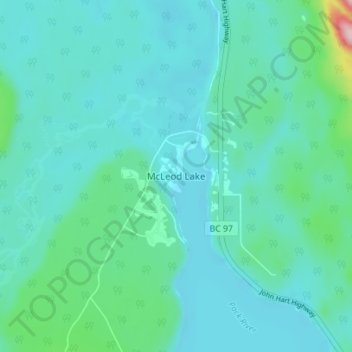 Topografische Karte McLeod Lake, Höhe, Relief
