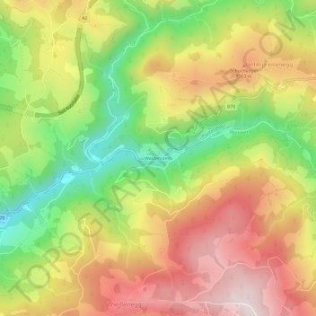 Topografische Karte Waldenstein, Höhe, Relief