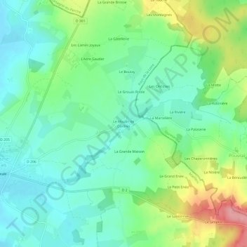 Topografische Karte Le Moulin de Contres, Höhe, Relief