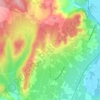 Topografische Karte Saint-Marcel-d'Ardèche, Höhe, Relief