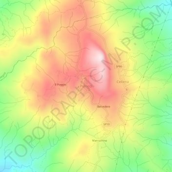 Topografische Karte Petricci, Höhe, Relief